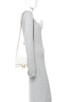 Shiny Calfskin Crocodile Embossed Hourglass Chain Bag White