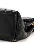 Grain de Poudre Calfskin Y Quilted Monogram Medium Loulou Chain Satchel Black