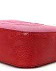 Dollar Calfskin Bi-Color Small Soho Disco Bag New Rosette Hibiscus Red