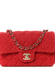 Tweed Quilted Mini Rectangular Flap Red