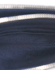 Metallic Caviar Quilted Small Boy Clutch With Chain Navy