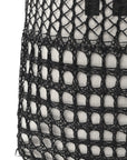 Raffia Effect Linen Logo Ivy Bag Black Natural