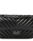 Aged Calfskin Chevron Quilted 2.55 Reissue Mini Flap So Black