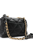 Goatskin Quilted Large CHNL 19 Flap Black