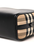Calfskin Vintage Check Half Cube Crossbody Bag Black