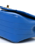Lambskin Chevron Quilted Mini Square Flap Blue