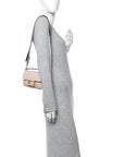 Canvas Vitello King Bi-Color Strap FF Embroidered Mini Baguette Poudre