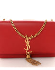 Smooth Calfskin Medium Classic Monogram Kate Tassel Satchel Lipstick Red