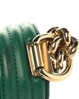 Lambskin Quilted Small Boy Flap Green