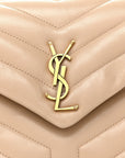 Calfskin Y Quilted Monogram Small Loulou Chain Satchel Dark Beige