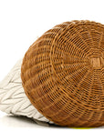Nappa Matelasse Wicker Basket Bag White Miele
