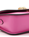 Calfskin Vinyl Small Houndstooth La Medusa Crossbody Bag Red Fuchsia