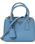 Saffiano Lux Micro Galleria Double Zip Tote Turchese