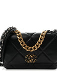 Lambskin Quilted CHNL 19 Wallet On Chain WOC Black