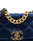 Satin Quilted Medium CHNL 19 Flap Blue