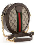 GG Supreme Monogram Web Mini Ophidia Round Shoulder Bag Brown