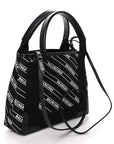 Cotton Canvas Calfskin Logo Print Navy Cabas XS Black White