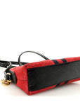 Suede Patent Web GG Small Ophidia Dome Shoulder Bag Hibiscus Red