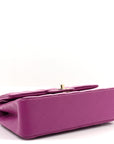 Lambskin Quilted Small Double Flap Purple