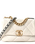 Goatskin Quilted Medium CHNL 19 Flap White