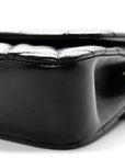 Lambskin Quilted Rectangular Phone Holder Clutch With Chain Black