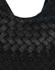 Nappa Intrecciato Small Campana Shoulder Bag Black