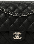 Caviar Quilted Medium Double Flap Black