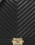 Lambskin Chevron Boy Wallet On Chain WOC Black