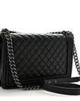 Lambskin Quilted New Medium Boy Flap Black