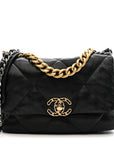 Lambskin Quilted Medium CHNL 19 Flap Black