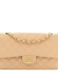Caviar Quilted Medium Double Flap Beige