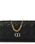 Supple Calfskin Cannage Caro Belt Pouch with Chain Black