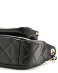 Shiny Crumpled Lambskin Quilted Mini Clutch With Chain Black