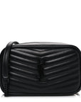 Calfskin Matelasse Monochrome Monogram Mini Lou Camera Bag Black