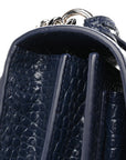 Calfskin Crocodile Embossed Medium Monogram Sunset Navy