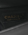 Calfskin Chevron Quilted Medium Boy Flap Black