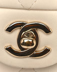 Lambskin Quilted Mini Rectangular Flap Black White