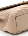Sheepskin Matelasse Chevron Monogram Medium College Bag Dark Beige