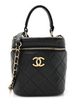 Lambskin Quilted Trendy Vanity Case Black