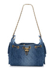 Washed Denim Quilted Mini CHNL 25 Handbag Blue