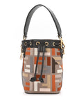 Kuban Canvas Vitello King F is FNDI FF Embroidered Mini Mon Tresor Bucket Bag Tartufo Ebano Multicolor