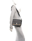 Coated Canvas Calfskin Vintage Check Medium Note Crossbody Bag Black