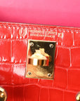 Shiny Alligator Horseshoe Mini Kelly Sellier 20 Rouge de Coeur Rose Mexico