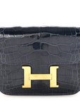 Shiny Alligator Constance Slim Wallet Bleu Abysse