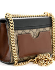 GG Supreme Monogram Calfskin Small Padlock Shoulder Bag Beige Black Cuir