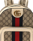 GG Supreme Monogram Textured Calfskin Web Small Ophidia Day Backpack Beige Ebony Mystic White