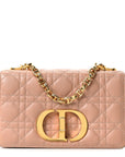 Calfskin Cannage Small Caro Bag Rose De Vents