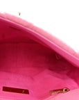 Denim Quilted Medium CHNL 19 Flap Neon Pink