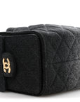 Washed Denim Quilted Mini CHNL 25 Handbag Black