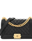 Lambskin Quilted Medium Boy Flap Black
